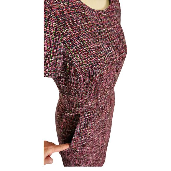 Boden Smart Day Pink & Green Multi Color Tweed Shift Dress Women Size 2 - Picture 2 of 8